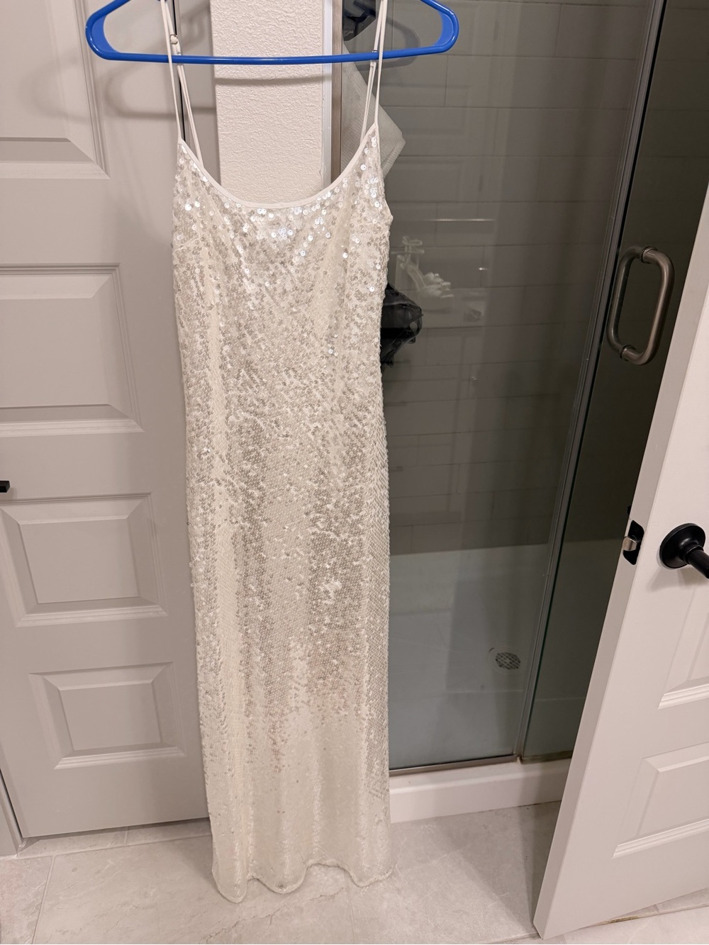 Rumored White Sequin Slip Dress